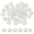 BENECREAT 40PCS 925 Sterling Silver Daisy Spacer Beads, 3x1mm Flower Shape Septal Bead with Silver Polishing Cloth for Earrings, Necklaces, Pendants, Hole: 0.7mm