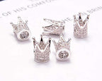 AD Beads Zircon Pave Rhinestones Crown Big Hole Bracelet Connector Spacer Beads (10 Pcs Clear on Silver Crown (9x12mm)) - color: 10 Pcs Clear on Silver Crown (9x12mm)
