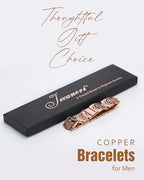 Jecanori Pure Copper Bracelet for Men, 3X Strength Magnetic Bracelets with 3800 Gauss Magnets, Adjustable Mens Copper Bracelet with Premium Fold-Over Clasp - style: Copper Shield