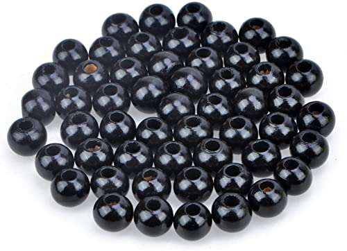 AD Beads Wood Spacer Loose Wooden Craft Beads Big Hole Beads Assorted for Necklace Bracelet Craft Making Decoration(10x12mm 100pcs, Black) - color: Black, size: 10x12mm 100pcs