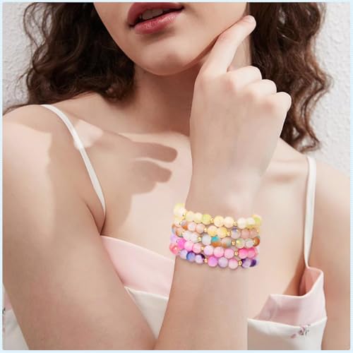 630 Pcs Frosted Glass Beads Bulk 8mm Sea Glass Beads Crackle Glass Bead with Glitter Powder Baking Painted Round Crystal Bead for Jewelry Making Bracelet Necklace Earring Crafts Accessories - size: 8mm