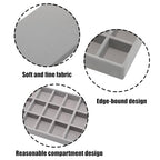 Velvet Jewelry Organizer Trays Gray Stackable Jewelry Storage Display Tray with Removable Dividers, 18 Grids - color: Gray