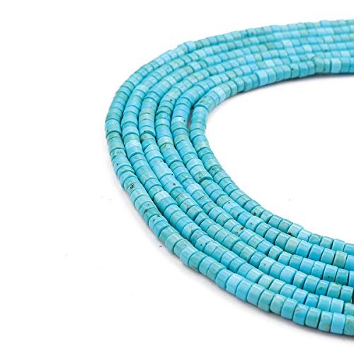 BEADIA Natural Blue Turquoise Spacer Beads Caps Loose Semi Gemstone for Beading Jewelry Making 4mmx2mm 38cm - color: Blue Turquoise, size: Round 4mm x 2mm