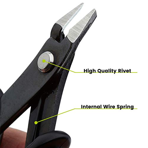 trueCABLE Precision Sharp Flush Cutter, 5 Pack, Wire Cutting Pliers for Ethernet Cable Preparation, Electronics, Jewelry & Crafts, Hardened Carbon Steel with Non-Slip Handle, Cut Wire Up To 16 AWG - style: 5 Pack