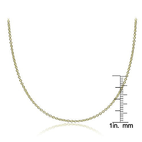 Hoops & Loops Sterling Silver 1.5mm Rolo Adjustable Chain Necklace, from 12" to 20" - color: 20"-Gold Flash Silver