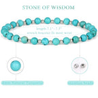QOGIR 14k gold Handmade Healing Bracelet, Natural Gem Stone Crystal Elastic Gold Bracelet - color: Blue Turquoise Silver - Wisdom, size: 4m
