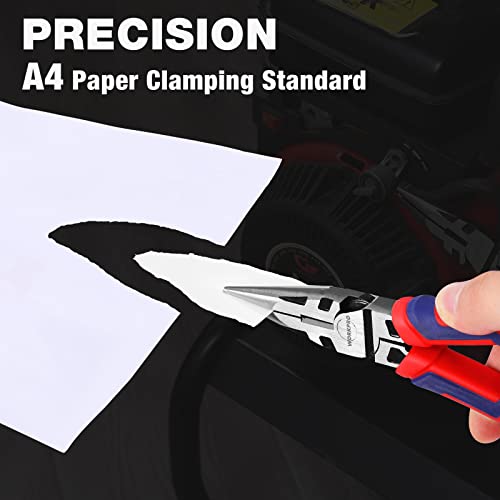 WORKPRO Premium 8” Needle Nose Pliers, Paper Clamp Precision, Heavy-Duty CRV Steel, Large Soft Grip with Wire Cutter, Long Nose Cutting Pliers, W031269 - style: 8-inch