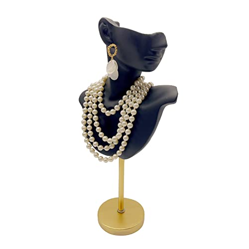 Jewelry Display Stand Jewelry Mannequin Bust Necklace Earring Display Holder Stand, Necklace Bust Jewelry Bust Stand Easel Rack for Selling Show Home Gift - color: Black
