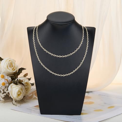 Crisjanggo 16 Feet Jewelry Making Chains 14K Gold Plated Brass Lip Chains for Women DIY Jewelry Making Supplies with Lobster Clasps and Jump Rings - color: Lip Gold