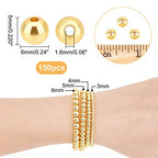PH PandaHall 150pcs 6mm 18K Gold Plated Beads Long-Lasting Round Smooth Spacer Beads Seamless Brass Loose Ball Bead for Summer Hawaii Stackable Necklace Bracelet Earring Making - size: 6mm