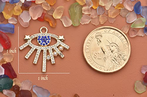 Pack of 20 Rhinestone Charms Gold Plated Pendants Pave Crystal Accessories for Necklace Bracelet Jewelry Making DIY Crafting - color: (Eyes with Stars)VID63101