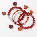 Vinswet Healing Crystal Beaded Bracelets for Women,Natural Amethyst Gemstones Bracelet,Anxiety Stress Relief Heart Charm Bracelet Handmade purple Jewelry Gifts for Women - color: Red agate&Moonstone