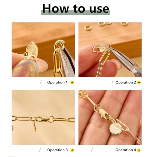Gold Jewelry Making Lobster Claw 10mm, 23PCS Italian Rectangle Trigger Clasps with Open Jump Rings Set, Small Necklaces Bracelet Connector Gold Clasp Supplies 925 Sterling Silver Jewelry Finding Set - color: 23PcsB_Gold