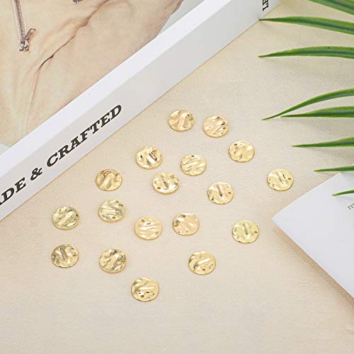 100 Pieces Gold Coin Charms for Jewelry Making, 13mm Gold Stamping Blanks Round Flat Coins Charms for Disc Earring Necklace Bracelet DIY Craft Supplies