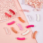 PH PandaHall 154pcs Curved Tube Beads, 11 Color Acrylic Tube Bead Pink Chunk Slide Beads Noodle Loose Spacer Bead for Valentine Summer Friendship Bracelet Keychain Jewelry Making 32mm - color: Pink