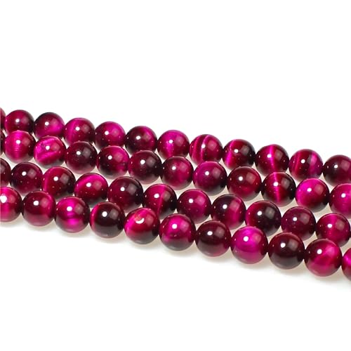 MJDCB Stone Beads 6mm 60pcs Round Rose Red Tiger's Eye Loose Gemstone Bead Charms for Jewelry Making Bracelet Necklace Earring Pendant - color: Rose Red Tiger's Eye, size: 6mm