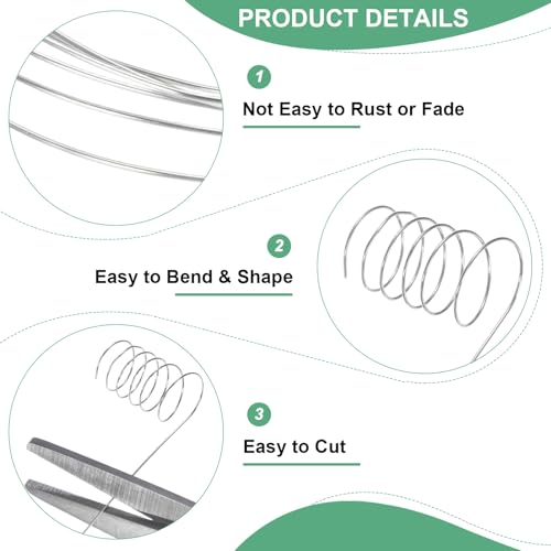 M METERXITY 0.3mm Jewelry Wire, 28 Gauge 328FT Craft Wire Copper Beading Wire for Jewelry Making/Planting/Weaving/DIY Crafting, Soft Metal Wires [100M, Silver White] - color: Silver White, size: 0.3mm 28 Gauge