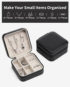 VLANDO Travel Jewelry Box, Small Jewelry Travel Organizer Case for Girls Women - Black - color: D.Black