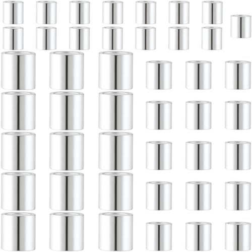 45 Pcs Sterling Silver Crimp Beads, Sterling Silver Beads for Jewelry Making, Tube Loose Beads for DIY Craft, Jewelry Making (3 Sizes) - color: Silver 45pcs, size: 1.2/1.5/2mm