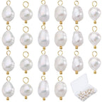 SUNNYCLUE 1 Box 30Pcs Freshwater Pearl Charm Pearls Charms Small Bulk Natural White with Goden Stainless Steel Loops Irregular Charms for Jewelry Making Necklace Bracelet Earring Christmas Women Adult - color: Gold, White, size: 16mm