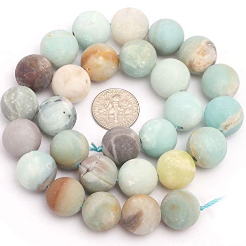 JOE FOREMAN 14mm Mixed Color Amazonite Frosted Matte Beads for Jewelry Making Natural Gemstone Semi Precious Round 15" - color: Matte, size: 14MM