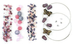 Bracelet Making kit with Czech Glass Beads & TOHO Japanese Rocailles, 2pc Memory Wire and crimps for begginers - Easy & Fast to do (Butterflies Purple Pink)