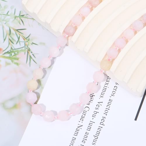 8mm Faceted Natural Morganite Stone Loose Round Semi Gemstone Beads for Bracelet Necklace Jewelry DIY Making - color: Morganite-1