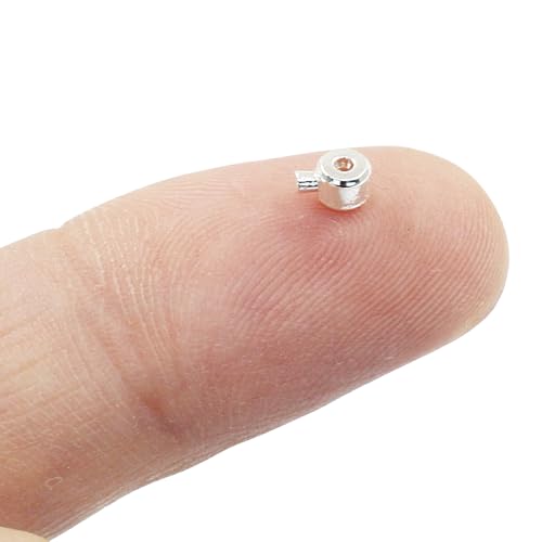 20Pcs Silver Crimp Beads 18K Silver Plated Beads 3mm Loose Rondelle Spacer Beads Metal Bead Spacers Beads for DIY Bracelet Necklace Jewelry Making - color: Silver