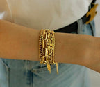 Waterproof Gold Chain Bracelet For Women Non Tarnish,14K Gold Plated Link Dainty Bracelets Stake Layered Bracelet Set Hypoallergen Gold Jewelry - color: Style-9