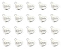 Shapenty Antique Silver Love Heart Shaped Family Members Pendant Charms for DIY Craft Keychains Bracelet Necklace Earrings Jewelry Making Findings and Memory Ornament - style: Son