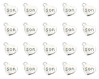 Shapenty Antique Silver Love Heart Shaped Family Members Pendant Charms for DIY Craft Keychains Bracelet Necklace Earrings Jewelry Making Findings and Memory Ornament - style: Son