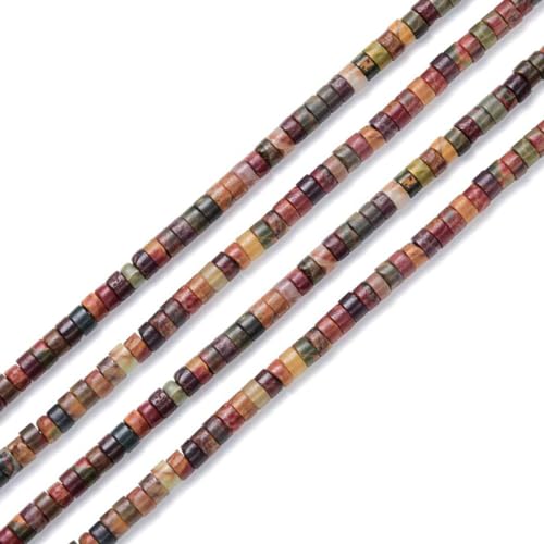 152pcs 4x2mm Natural Picasso Jasper Heishi Disc Rondelle Spacer Stone Semi Precious Gemstone Loose Beads for Jewelry Making 15 Inch - color: Picasso Jasper, size: 4x2mm