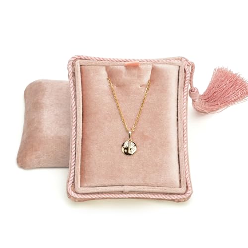 TAIMY Necklace Boxes, Velvet Small Earring and Necklace Case for Women with Tassel, Empty Long Necklace Pendant Box for Her(Blush Peach) - color: Blush Peach