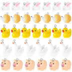 Civaner 50 Pcs Resin Charms for Jewelry Making, Cute Mushroom Bee Duck Cow Chicken Swan Rabbit Pig Farm Animal Pendants for DIY Bracelets Necklaces - style: Cute Style