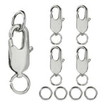 5Pcs Lobster Claw Clasp with Jump Ring, 18K Gold Jewelry Clasps for Necklace, Bracelets(Silver) - color: silver, size: 5