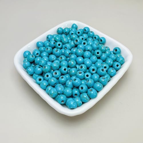 Turquoise Beads Bulk 6mm - 790pcs Natural Semi-Precious Gemstone Round Space Loose Beads for Jewelry Making, Bracelets, Necklaces, Earring, DIY Handmade Crafts, Healing Stone Gifts - color: Round 6mm