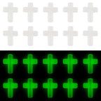 100Pcs Glow in the Dark Acrylic Cross Beads Crucifix Focal Beads White Cross Charms for Easter Pens Keychain Crafts DIY Jesus Bracelet Rosary Jewelry Making Supplies 16x12mm - color: Luminous Mint Cream