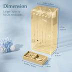 Lolalet Necklace Holder Organizer, Acrylic Jewelry Organizer with 24 Hooks, Rotating Clear Necklaces Display Box, Dust-proof Jewelry Storage Case with Velvet Tray -Gold - color: Gold