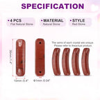PATIKIL 4 Pcs Natural Stone, 36 x 10 mm Natural Curved Clear Quartz Stone Crystal Handmade Jade Flat Beads for DIY Crafting, Red Stone - color: Red Stone