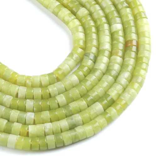 150pcs 2x4mm Natural Chinese Green Jade Tube Shape Beads Loose Flat Round Cylinder Flat Spacer Green Stone Beads for Bracelet Earrings Jewelry Making - color: Chinese Green Jade, size: 2x4mm Tube shape