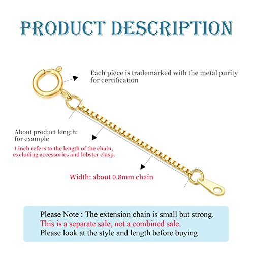 14k Gold 0.5"/1"/1.5"/2"/3" Necklace Bracelet Extender Chain, Necklace Extender Gold 14k, Durable Removable Gold Chain Extender, Gold Extension Chain for Necklace Anklet - color: style 3(Yellow)-Spring Clasp, size: 2inch