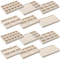 Inbagi 12 Pcs Small Velvet Jewelry Tray Stackable Jewelry Organizer Drawers Insert Divided Storage Display Trays for Earring Ring Brooch Watch Necklace Bracelet 8.3 x 5 x 1 Inches