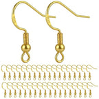 Sterling Silver Earring Hooks, 120 PCS 14K Gold Plated Fish Hook Earrings for Earring Making Supplies Kit, Jewelry Making Supplies for DIY Earrings Hypoallergenic Ear Wires Fish Hook - color: 14K Gold