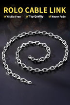 ChainsHouse Stainless Steel Cable Chain Necklaces for Men Women, 3mm/5mm/7mm/9mm/12mm 18K Gold/Black Plated Mens Cable Link Chains, 18"-30" Length - Send Gift Box - color: c: stainless-7mm, size: 22 Inches
