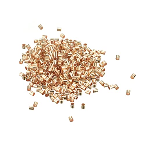 uxcell 1000Pcs Crimp Tube Beads, 2x2mm Brass Tube Crimp End Spacer Beads Tiny Stoppers for Bracelet Jewelry Making DIY, Champagne - color: Champagne, size: 2x2mm