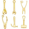Beebeecraft 60Pcs 6 Style Mini Tool Charms 18K Gold Plated Alloy Hammer Wrench Charm for Jewelry Making DIY Crafts Bracelet Necklace Supplies - color: 60Pcs #1