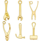 Beebeecraft 60Pcs 6 Style Mini Tool Charms 18K Gold Plated Alloy Hammer Wrench Charm for Jewelry Making DIY Crafts Bracelet Necklace Supplies - color: 60Pcs #1