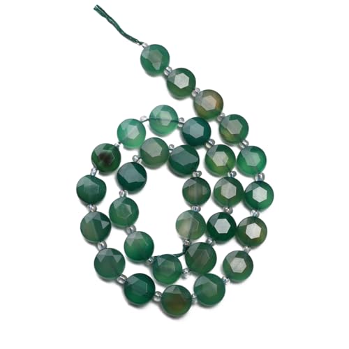 BEADIA Natural Faceted Green Agate Rondelle Disk Stone Beads 10x5mm 37cm for DIY Chain Jewelry Making - color: Green Agate