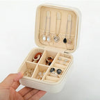 Small Travel Jewelry Box, PU Leather Portable Organizer with Compartments for Earrings, Rings, Necklaces, Mini Storage Case for Women and Girls, Bridesmaid Gift