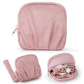 Velvet Travel Jewelry Pouch, 2-in-1 Clamshell Case with Detachable Insert, Portable Travel Jewelry Organizer with Wrist Strap, Converts to Mini Coin Purse, Gift for Women & Girls (Dusty Pink) - color: Dusty Pink